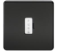 Knightsbridge SF6000MB Screwless 13 Spur Unit, Matt Black with Chrome Fuse Cap