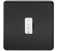 Knightsbridge SF6000MB Screwless 13 Spur Unit, Matt Black with Chrome Fuse Cap