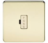 KnightsBridge 13A Screwless Polished Brass Fused Spur Connector Unit Wall Plate