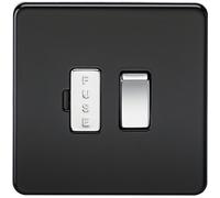 KnightsBridge 13A Screwless Matt Black Switched Fused Spur Connector Unit