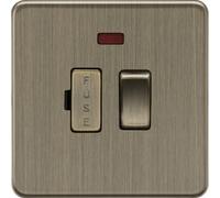 Knightsbridge SF6300NAB Screwless 13A Switched Fused Spur Unit + Neon - Antique Brass
