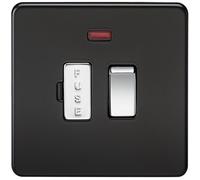Knightsbridge SF6300NMB Screwless 13A Switched Fused Spur Unit + Neon - Matt Black + Chrome Rocker