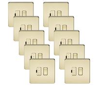Knightsbridge SF6300PBx10 Screwless 13A Switched Fused Spur Unit - Polished Brass (10 Pack)