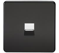 Knightsbridge Screwless Telephone Master Socket -Matt Black with Chrome Shutter - SF7300MB