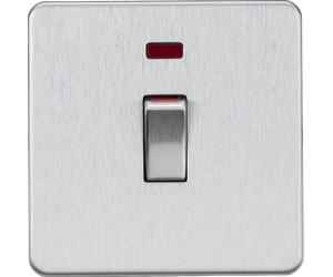 Knightsbridge SF81MNBC Screwless 45A 1G DP Switch + Neon - Brushed Chrome