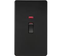 Knightsbridge SF82MNMBB Screwless 45A 2G DP Switch + Neon - Matt Black