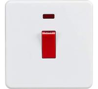 Knightsbridge SF8331NMW Screw Less 45A 1G DP Switch with Neon, White