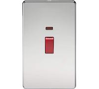 Knightsbridge SF8332NPC Screwless 45 A 2-Gang DP Switch, Polished Chrome with Neon