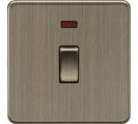Knightsbridge SF8341NAB Screwless 20A 1G DP Switch + Neon - Antique Brass