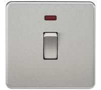 Knightsbridge Screwless 20A 1G DP Switch with Neon - Brushed Chrome - SF8341NBC