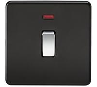 Knightsbridge SF8341NMB Screwless 20 A 1-Gang DP Switch, Matt Black with Chrome Rocker