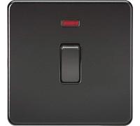 Knightsbridge SF8341NMBB Screwless 20A 1G DP Switch with Neon, 230 V, Matt Black