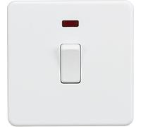 Knightsbridge SF8341NMW Screwless 20A 1G DP Switch with neon-Matt White, 230 V