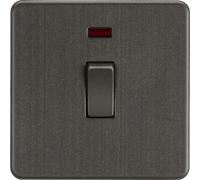 KnightsBridge Screwless 20A 1G DP Switch with Neon - Smoked Bronze