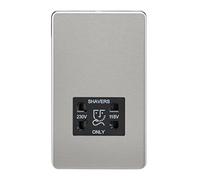 Knightsbridge SF8900BC Screwless Dual Voltage Shaver Socket in Brushed Chrome with Black Insert