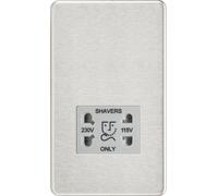 Knightsbridge SF8900BCG Screwless 115V/230V Dual Voltage Shaver Socket - Brushed Chrome + Grey Insert
