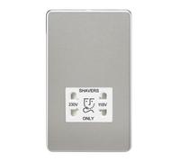 Knightsbridge SF8900BCW Screwless 115V/230V Dual Voltage Shaver Socket - Brushed Chrome + White Insert