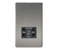 Knightsbridge SF8900BN Screwless Dual Voltage Shaver Socket in Black Nickel, 4.3 mm*87.5 mm*147.5 mm