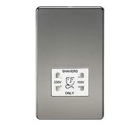 Knightsbridge SF8900BNW Screwless Dual Voltage Shaver Socket, Black Nickel with White Insert, 115 V/230 V