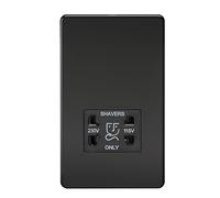 Knightsbridge Screwless 115V/230V Dual Voltage Shaver Socket - Matt Black - SF8900MB