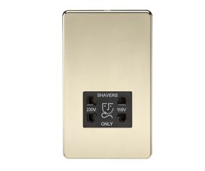 Knightsbridge SF8900PB Screwless 115V/230V Dual Voltage Shaver Socket - Polished Brass + Black Insert