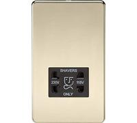 Knightsbridge SF8900PB Screwless Dual Voltage Shaver Socket in Polished Brass with Black Insert