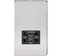 Knightsbridge SF8900PC Screwless Dual Voltage Shaver Socket in Polished Chrome with Black Insert, 5.0 mm*148.5 mm*87.5 mm