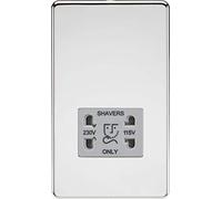 Knightsbridge Screwless 115/230V Dual Voltage Shaver Socket - Polished Chrome with Grey Insert - SF8900PCG