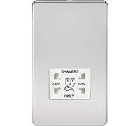 Knightsbridge SF8900PCW Screwless Dual Voltage Shaver Socket in Polished Chrome with White Insert, 5.0 mm*147.5 mm*87.8 mm
