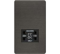Knightsbridge SF8900SB Screwless 115V/230V Dual Voltage Shaver Socket, Anthracite