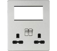 Knightsbridge SFR194BC Screwless Small Multimedia Combination Plate - Brushed Chrome + Black Insert