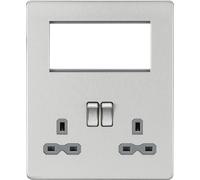 Knightsbridge SFR194BCG Screwless Small Multimedia Combination Plate - Brushed Chrome + Grey Insert
