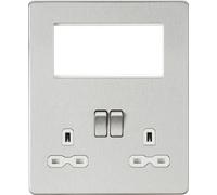 Knightsbridge SFR194BCW Screwless Small Multimedia Combination Plate - Brushed Chrome + White Insert