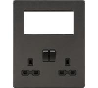 Knightsbridge SFR194SB Screwless Small Multimedia Combination Plate - Smoked Bronze