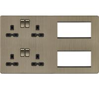 Knightsbridge SFR298AB Screwless Combination Plate - Antique Brass