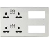 Knightsbridge SFR298BC Screwless Combination Plate - Brushed Chrome + Black Insert