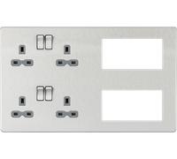 Knightsbridge SFR298BCG Screwless Combination Plate - Brushed Chrome + Grey Insert
