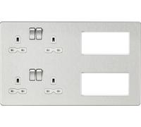 Knightsbridge SFR298BCW Screwless Combination Plate - Brushed Chrome + White Insert