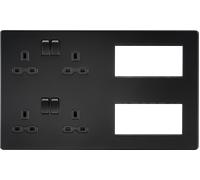 Knightsbridge SFR298MBB Screwless Combination Plate - Matt Black + Black Rocker
