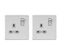 Knightsbridge SFR7000BCG Screwless 1G Dp Switched Socket, Silver (Pack of 2)