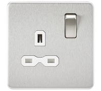 Knightsbridge Screwless 13A 1G DP switched Socket - Brushed Chrome with white Insert - SFR7000BCW