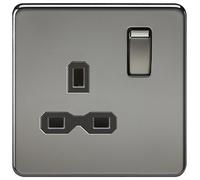 Knightsbridge SFR7000BN Screwless 13A 1G Dp Switched Socket-Black Nickel, 23 W, 230 V, 2