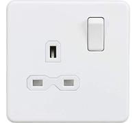 Knightsbridge Screwless 13A 1G DP switched socket - Matt white with white insert - SFR7000MW