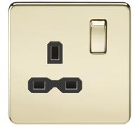 Knightsbridge SFR7000PB Screwless 13A 1G Dp Switched Socket-Polished Brass