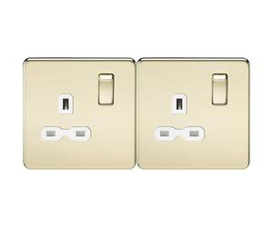 Knightsbridge SFR7000PBW Screwless 13A 1G Dp Switched Socket-Polished Brass with White Insert (Pack of 2)