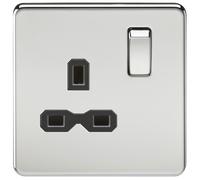 Knightsbridge SFR7000PC Screwless 13A 1G Dp Switched Socket-Polished Chrome, Silver