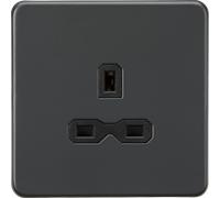 Knightsbridge SFR7000UAT Screwless 13A 1G Unwitched Socket - Anthracite + Black Insert