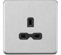 Knightsbridge SFR7000UBC Screwless 13A 1G Unwitched Socket - Brushed Chrome + Black Insert