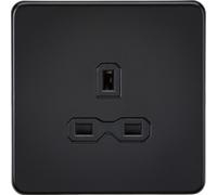 Knightsbridge SFR7000UMB Screwless 13A 1G Unwitched Socket - Matt Black + Black Insert