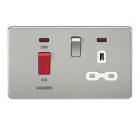 Knightsbridge SFR8333NBCW Screwless 45A Dp 13A Switched Socket with Neons-Brushed Chrome with White Insert